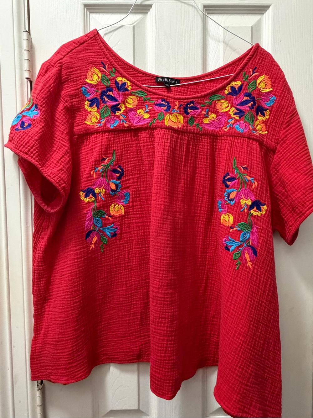 Embroidered Red Peasant Blouse by See By So?